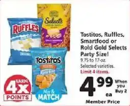Safeway Tostitos, Ruffles, Smartfood or Rold Gold Selects offer