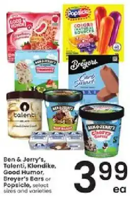 Albertsons Ben & Jerry's, Talenti, Klondike, Good Humor, Breyer's Bars or Popsicle offer