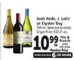 Safeway Josh Reds, J. Lohr or Oyster Bay offer
