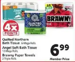 Safeway Quilted Northern Bath Tissue, Angel Soft Bath Tissue, Brawny Paper Towels offer