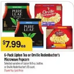 Bashas' 6-Pack Lipton Tea or Orville Redenbacher's Microwave Popcorn offer