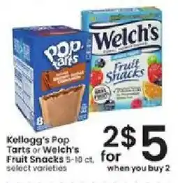 Albertsons Kellogg's Pop Tarts or Welch's Fruit Snacks offer