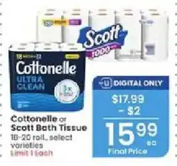 Albertsons Cottonelle or Scott Bath Tissue offer