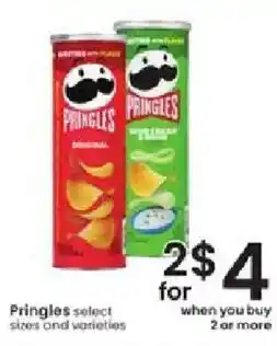Albertsons Pringles select sizes and varieties offer