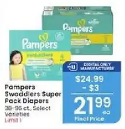 Albertsons Pampers Swaddlers Super Pack Diapers offer