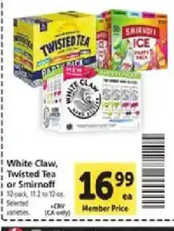 Safeway White Claw, Twisted Tea or Smirnoff offer