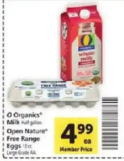 Safeway O Organics Milk Half Gallon offer