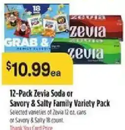 Bashas' Zevia Soda or Savory & Salty Family Variety Pack offer