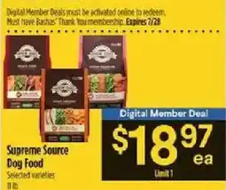 Bashas' Supreme Source Dog Food offer