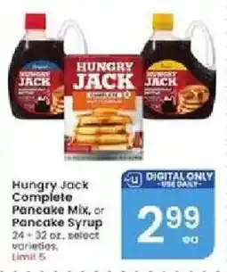 Albertsons Hungry Jack Complete Pancake Mix, or Pancake Syrup offer