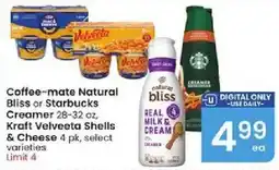 Albertsons Coffee-mate Natural Bliss or Starbucks Creamer offer