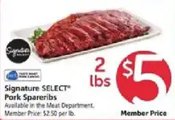 Safeway Signature Select Pork Spareribs offer