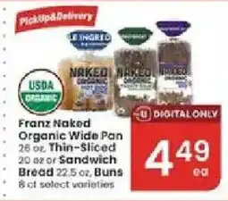 Albertsons Franz Naked Organic Wide Pan Bread offer