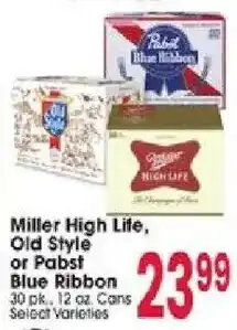 Jewel-Osco Miller High Life, Old Style or Pabst Blue Ribbon offer