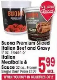 Jewel-Osco Buona Premium Sliced Italian Beef and Gravy or Italian Meatballs & Sauce offer