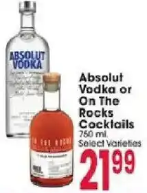 Jewel-Osco Absolut Vodka or On The Rocks Cocktails offer