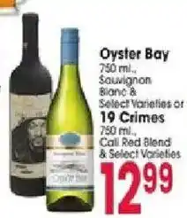 Jewel-Osco Oyster Bay Sauvignon Blanc & Select Varieties or 19 Crimes Call Red Blend & Select Varieties offer