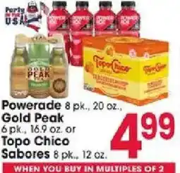 Jewel-Osco Powerade Gold Peak Topo Chico Sabor offer