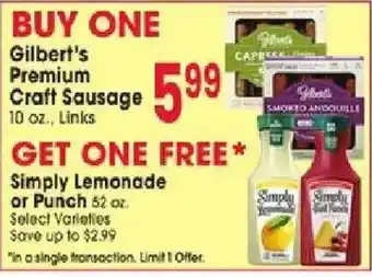 Jewel-Osco Gilbert's Premium Craft Sausage offer