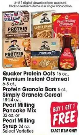 Jewel-Osco Quaker Protein Oats Premium Instant Oatmeal offer