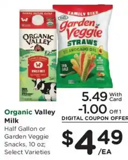 Mariano's Organic Valley Milk or Garden Veggie Snacks offer