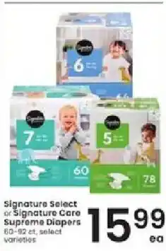 Albertsons Signature Select or Signature Care Supreme Diapers offer