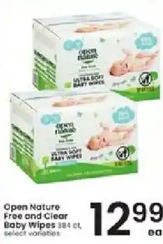 Albertsons Open Nature Free and Clear Baby Wipes offer