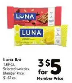 Safeway Luna Bar offer