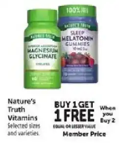Safeway Nature's Truth Vitamins offer