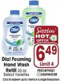 Jewel-Osco Dial Foaming Hand Wash Refill offer