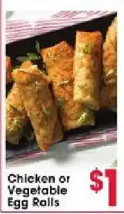 Jewel-Osco Chicken or Vegetable Egg Rolls offer