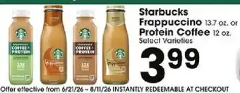 Jewel-Osco Starbucks Frappuccino Protein Coffee offer