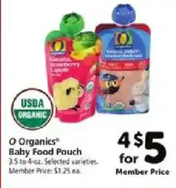 Safeway O Organics Baby Food Pouch offer