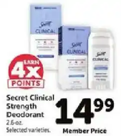 Safeway Secret Clinical Strength Deodorant offer