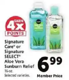 Safeway Signature Care or Signature Select Aloe Vera Sunburn Relief offer