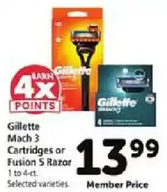 Safeway Gillette Mach 3 Cartridges or Fusion 5 Razor offer