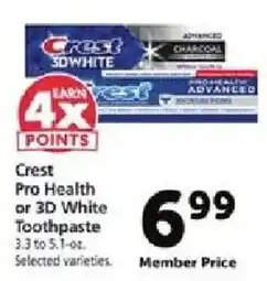 Safeway Crest Pro Health or 3D White Toothpaste offer