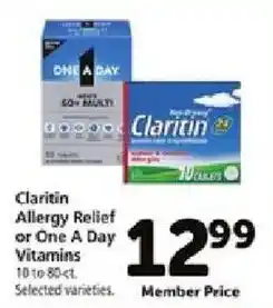 Safeway Claritin Allergy Relief or One A Day Vitamins offer