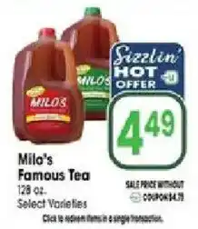 Jewel-Osco Milo's Famous Tea offer