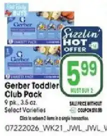 Jewel-Osco Gerber Toddler Club Pack offer