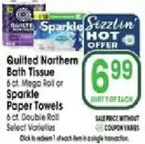 Jewel-Osco Quilted Northern Bath Tissue or Sparkle Paper Towels offer
