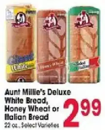Jewel-Osco Aunt Millie's Deluxe White Bread, Honey Wheat or Italian Bread offer