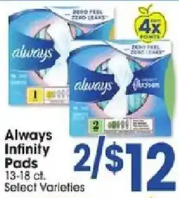 Jewel-Osco Always Infinity Pads offer