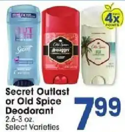 Jewel-Osco Secret Outlast or Old Spice Deodorant offer