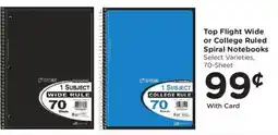 Mariano's Top Flight wide or college ruled spiral notebooks offer