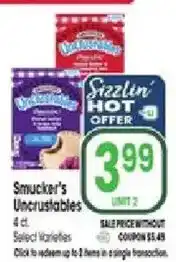 Jewel-Osco Smucker's Uncrustables offer