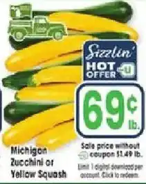 Jewel-Osco Sizzlin' hot offer michigan zucchini or yellow squash offer