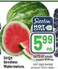Jewel-Osco Sizzlin Large Seedless Watermelons offer