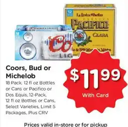 Ralphs Coors, Bud or Michelob offer