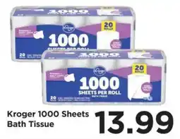 Food 4 Less Kroger 1000 Sheets Bath Tissue offer